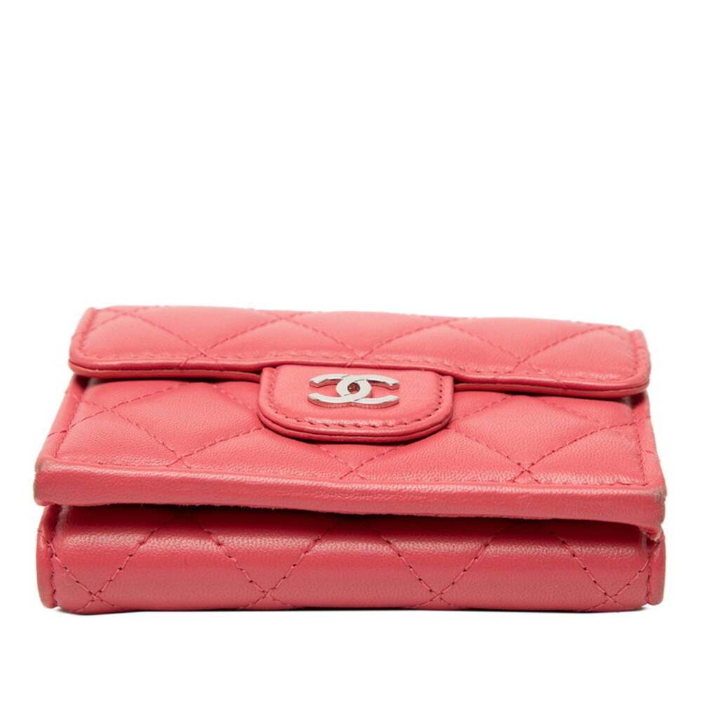 CHANEL Authentic Pink Lambskin Leather Logo Wallet - Picture 3 of 7